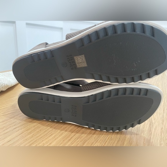 EILEEN FISHER Sport 2 Sneaker Sandal in grey perforated leather, Sz 8 - Picture 8 of 10